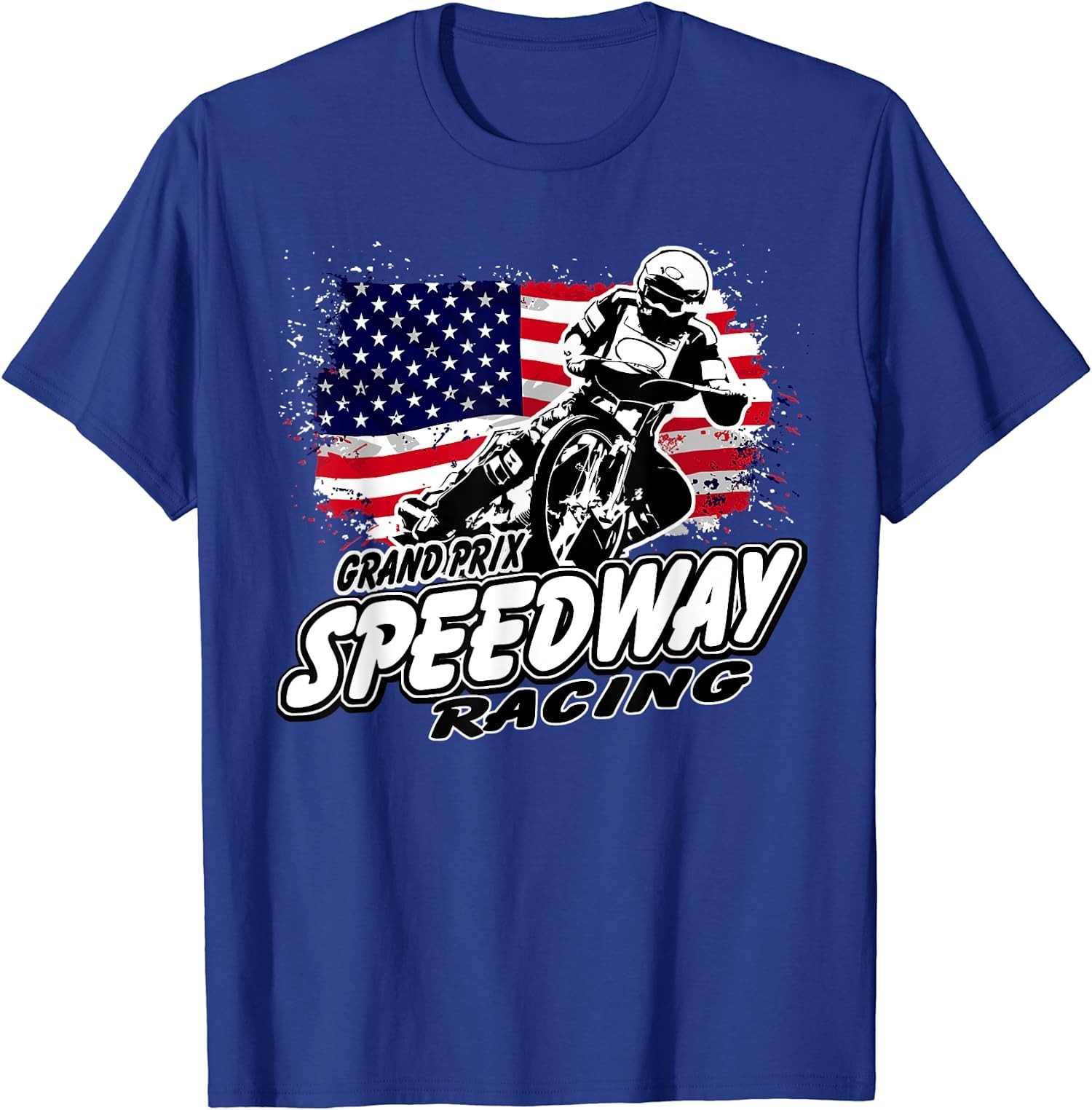 Motorcycle Speedway Racing American Flag Gift Unisex T-Shirt S-5XL