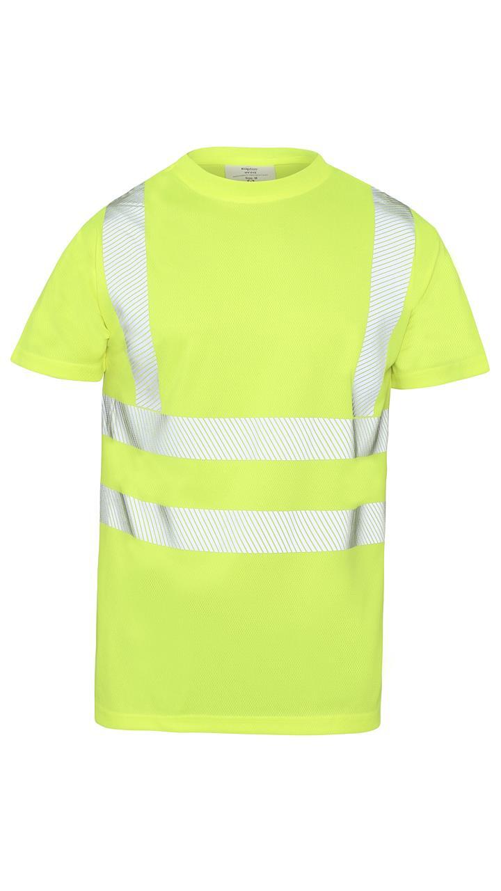 New Mens Hi Vis Viz Visibility Short Sleeve Safety Work Crew Neck Hi Viz T-Shirt