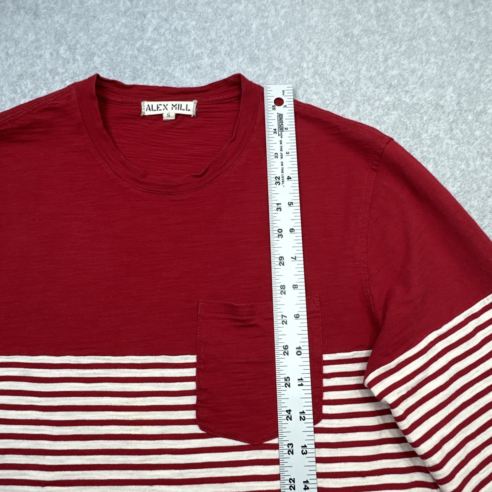 Alex Mill Shirt Small Red Stripe Preppy Style Everyday Casual Cotton Retro Tee
