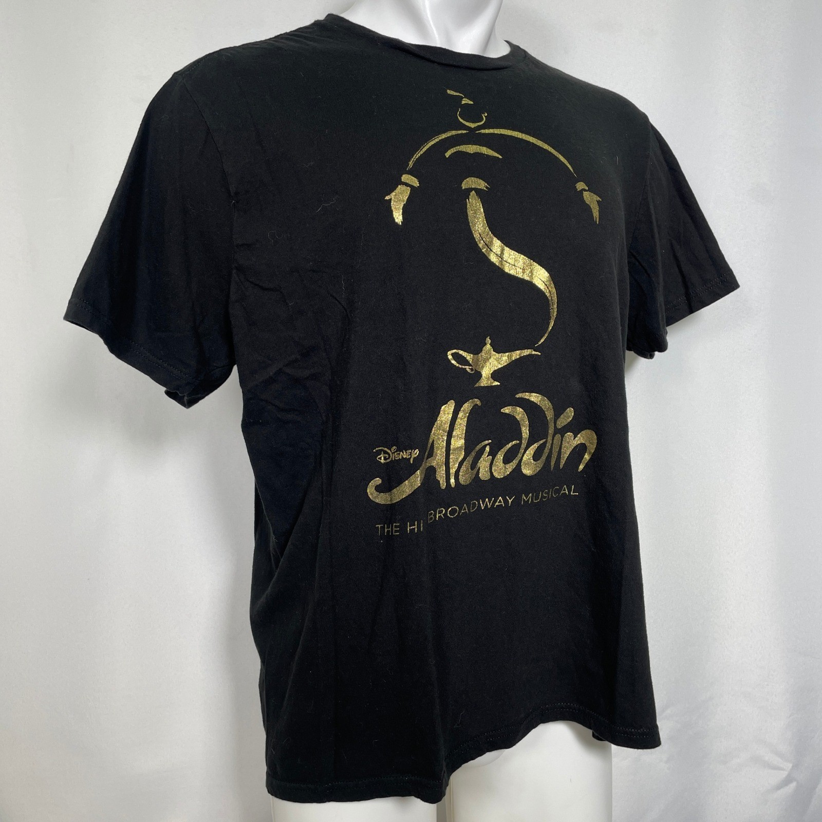 Disney Aladdin The Hit Broadway Musical Black Metallic Gold T-Shirt Men’s XL