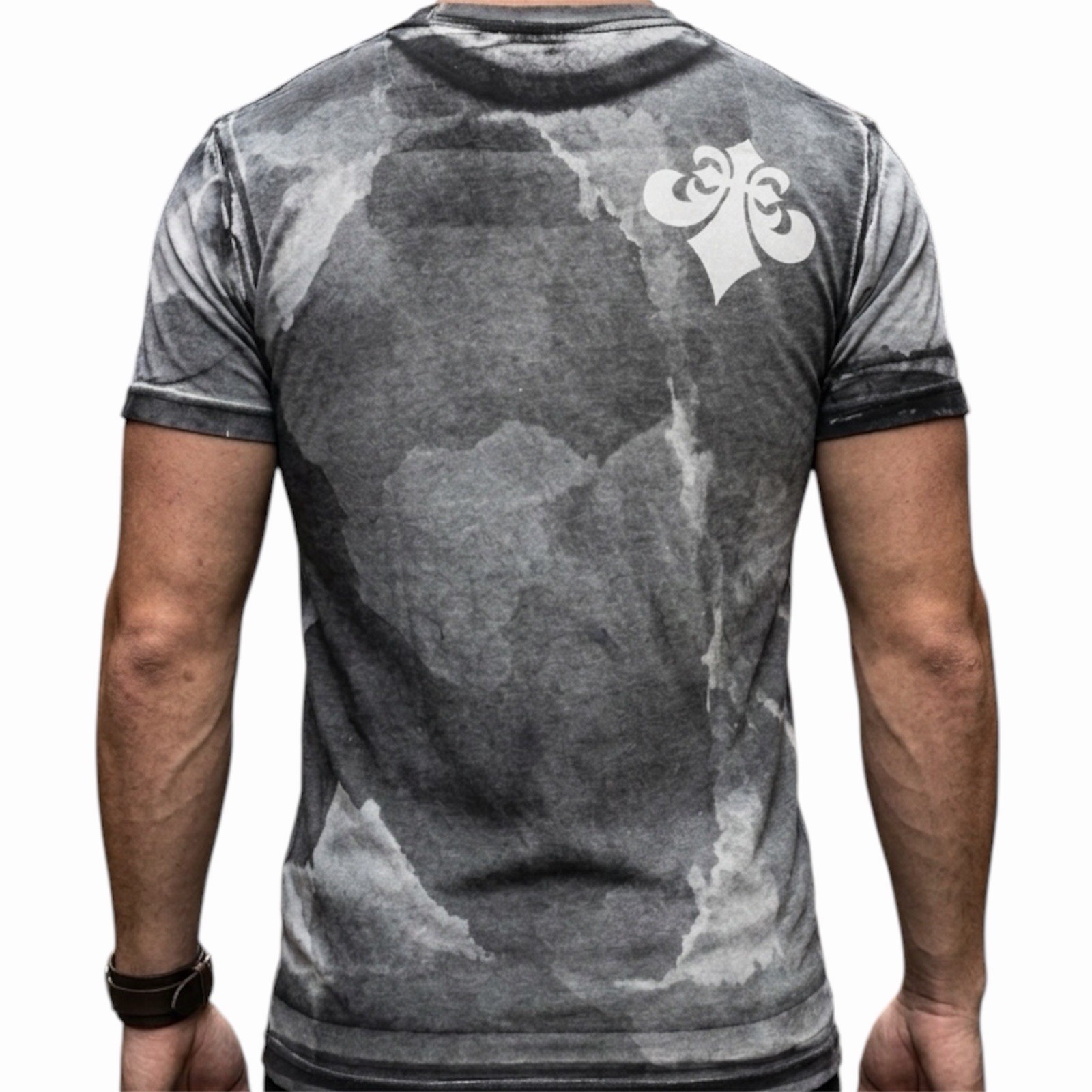 $58 AFFLICTION White Black YING YANG Short Sleeve Slim Fit Y2K T-shirt NWT