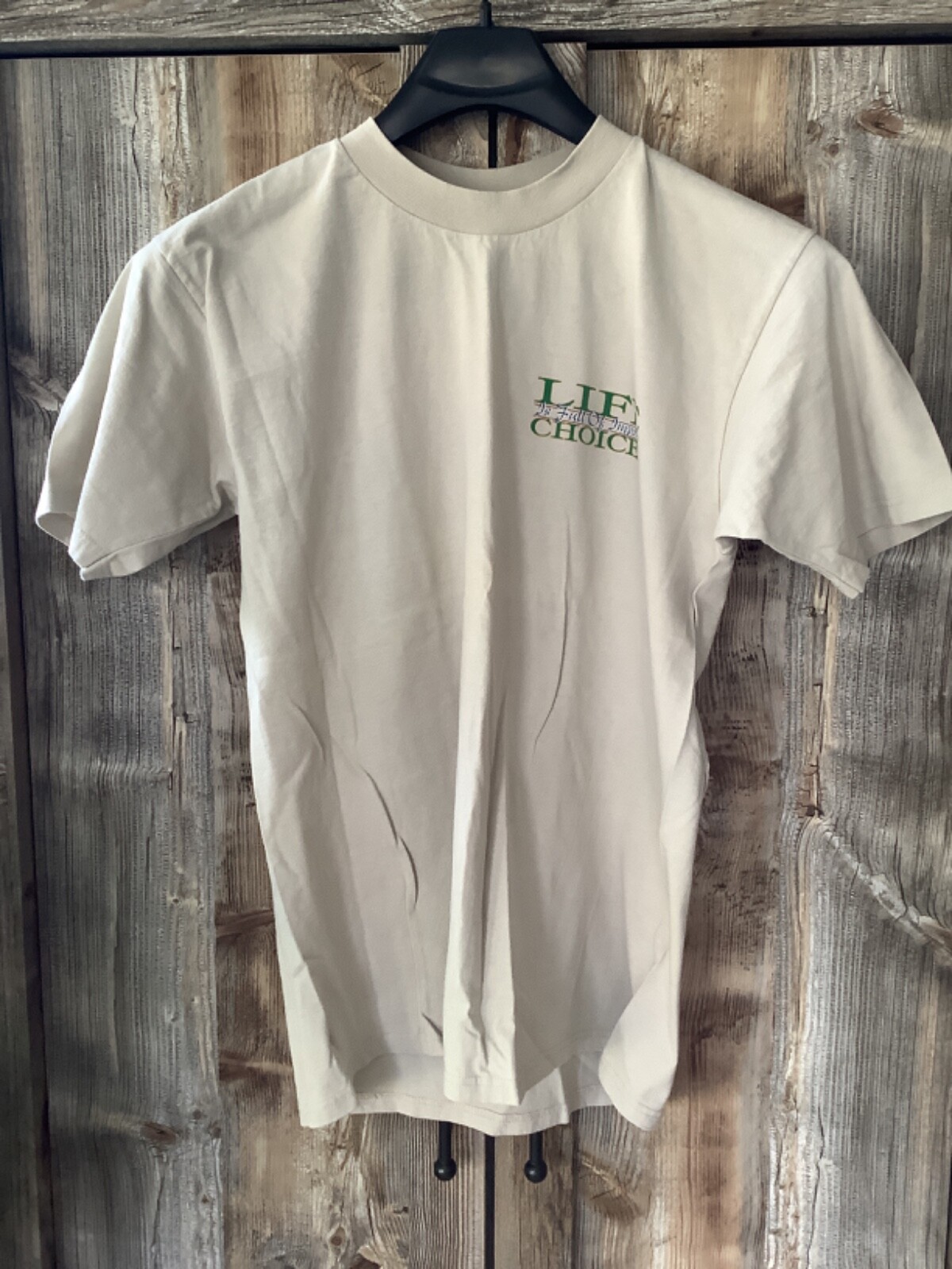 Mens GILDAN Khaki Short Sleeve Crew Fishing T Shirt *Life is Full of Choices* L