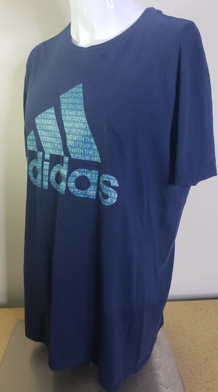 Adidas Go to Performance T-Shirt Men Size Large Blue Climalite Spell Out Graphic