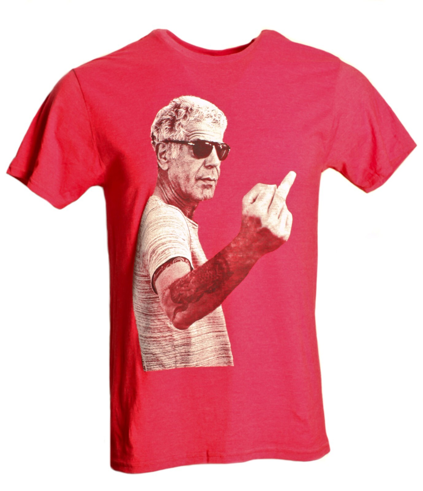 Men’s Anthony Bourdain Middle Finger Graphic T-Shirt Heather Navy Blue