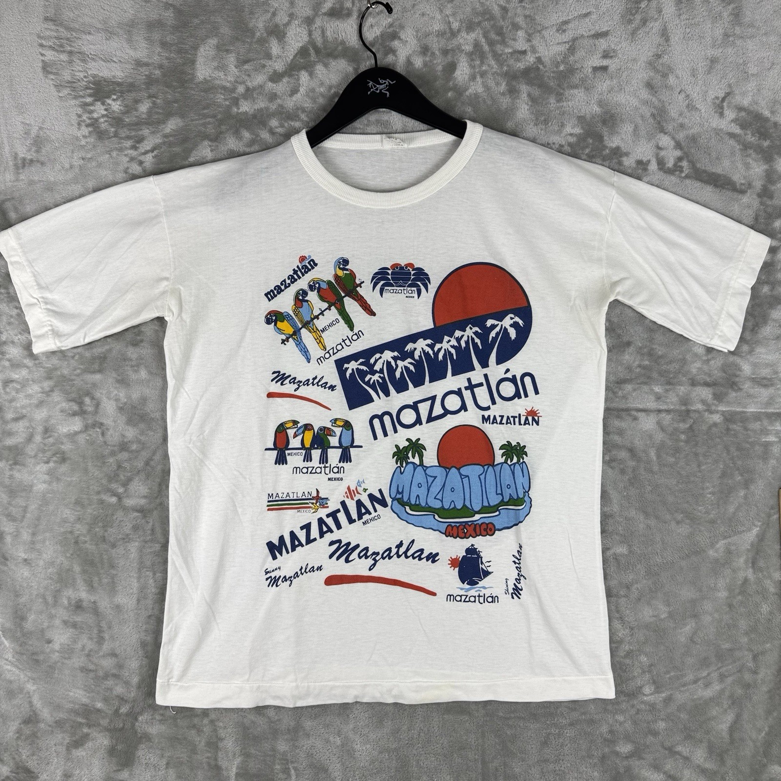 Vintage Destination Location Mazatlan Mexico Single Stitch White Mens Large 90s