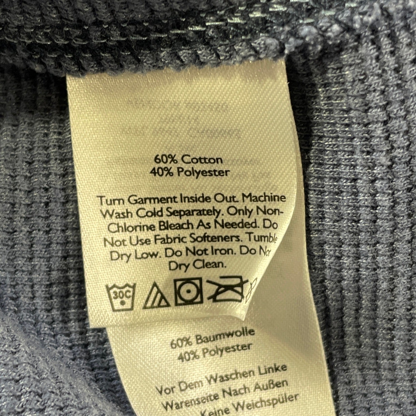 Eddie Bauer Thermal Shirt Mens Large Blue Waffle Knit Crewneck Outdoor Casual