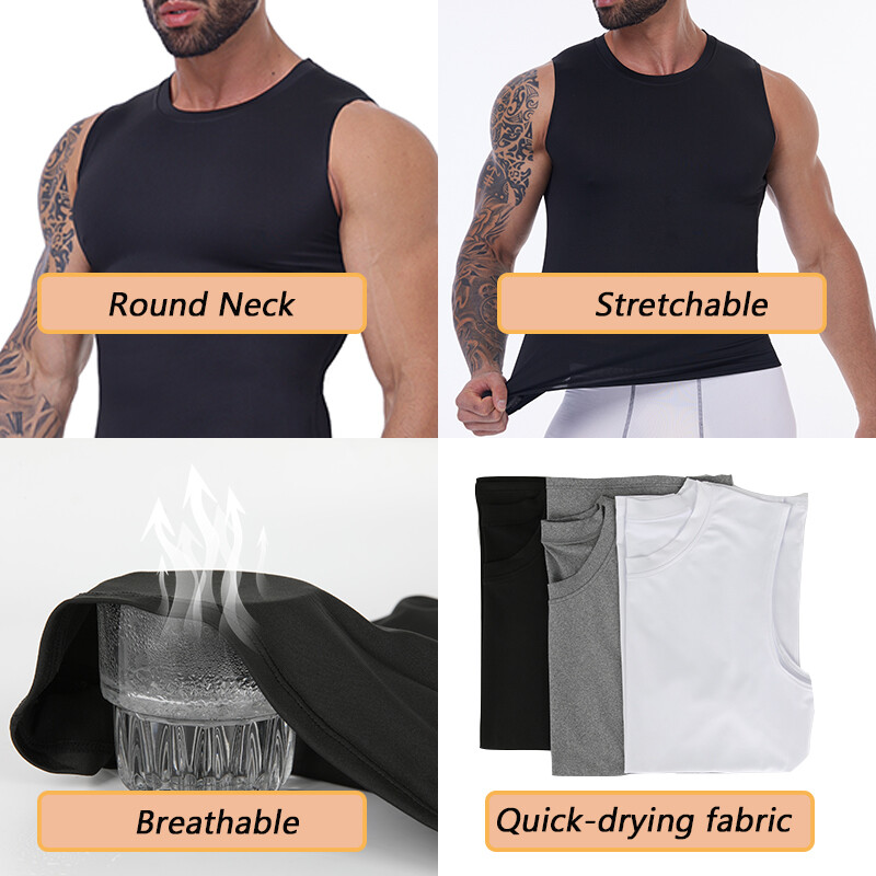 Men’s Cool Dry Compression Base Layer Tank Top Sports Running Basketball Workout