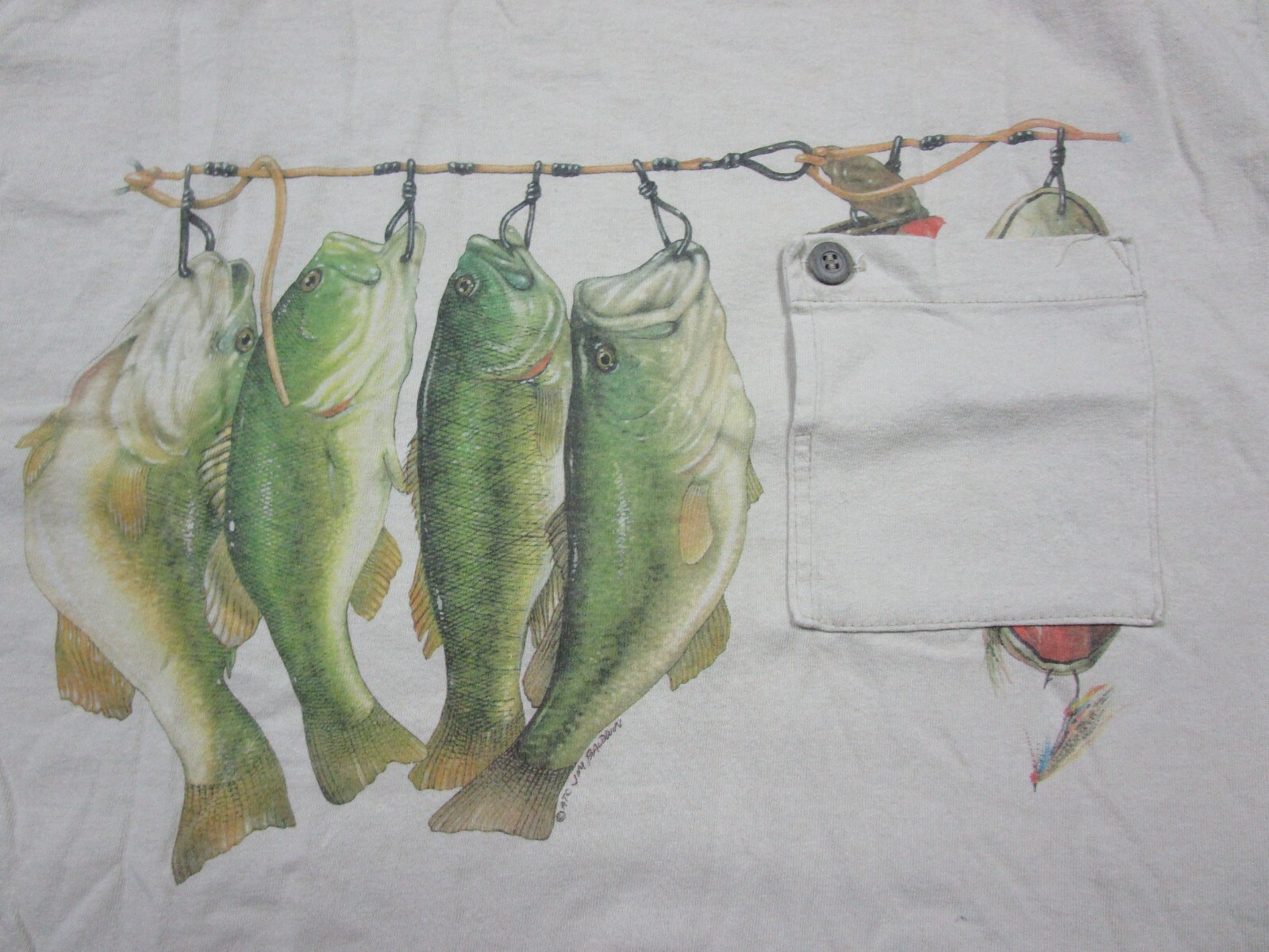 Vintage Fishing Pocket T Shirt (L) Men’s Annapolis Trading Co. USA Made Outdoors