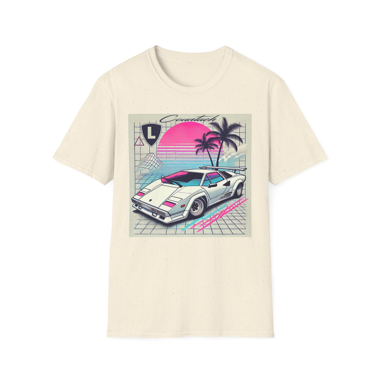 Countach Retro 80s 90s Vaporwave Neon Sunset Palm Tree T-Shirt