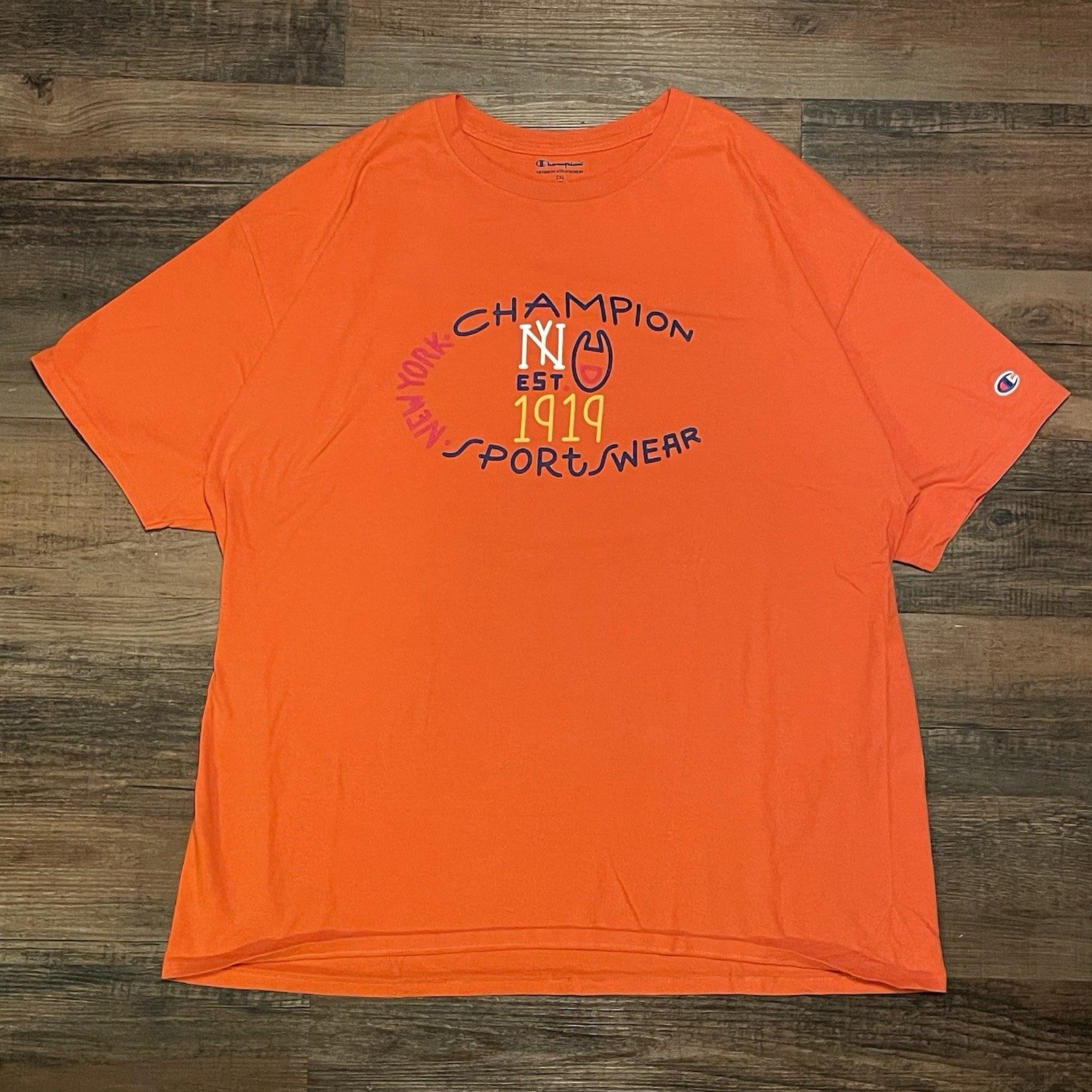 Champion Heritage T-Shirt Mens 2XL Orange New York Sportswear Graphic Tee