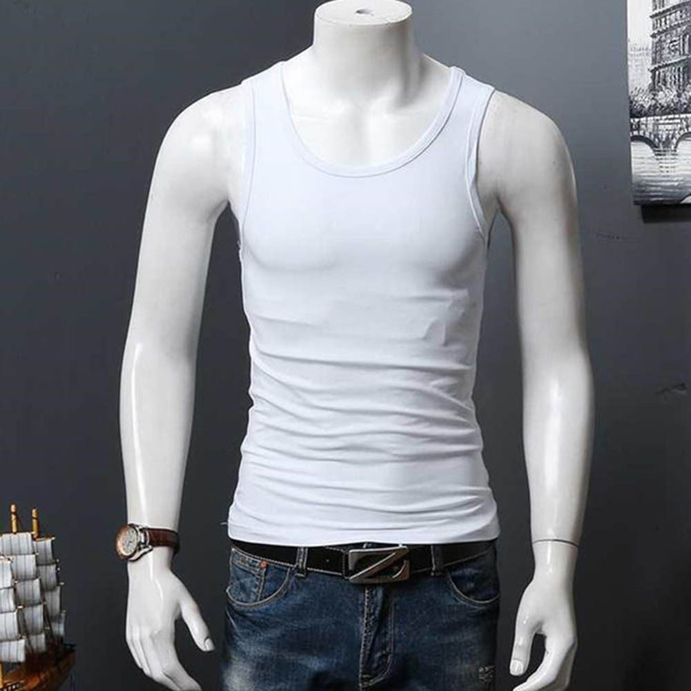 Men’s Solid Color Sleeveless U-Neck Tank Top for Gym Fitness and Training