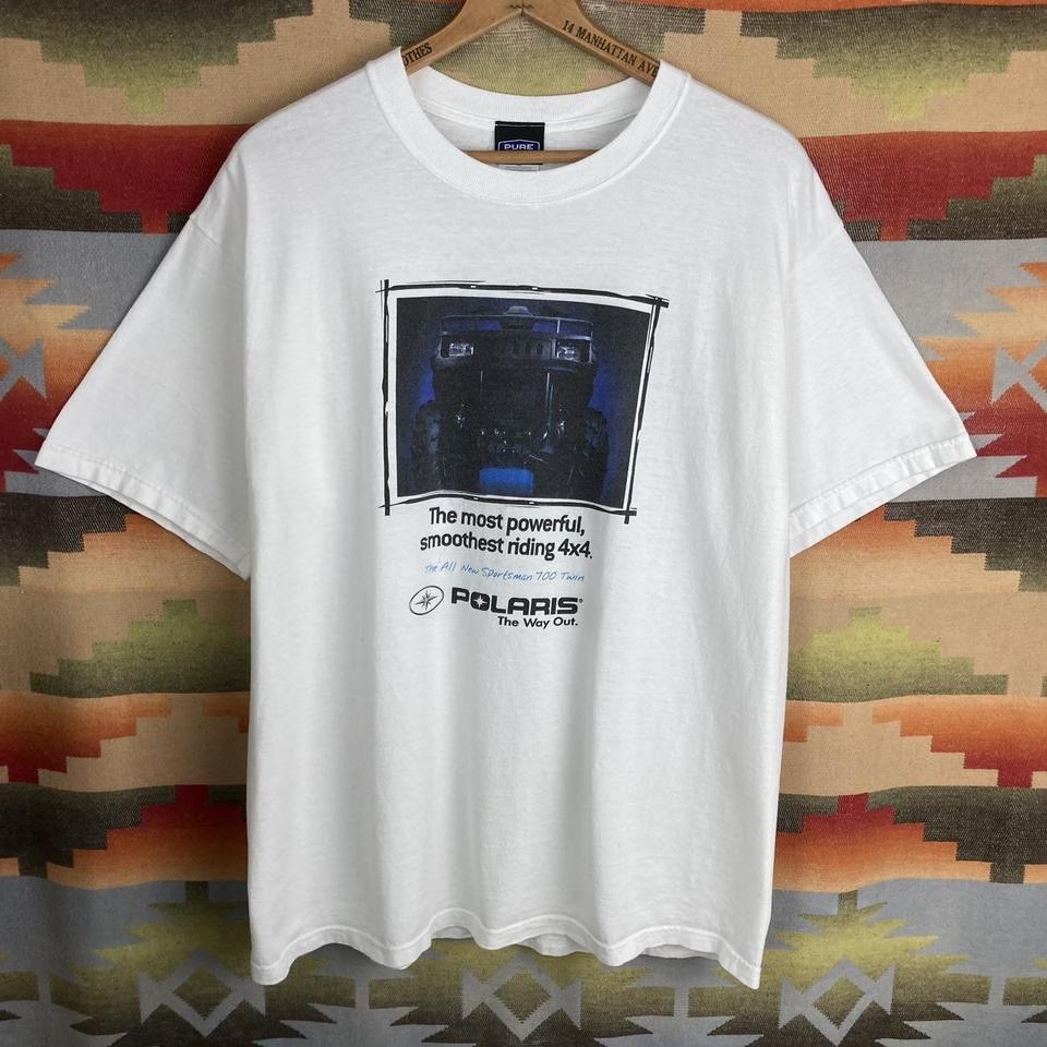 Vintage 00s Polaris Sportsman 700 Twin Car Promo White T-shirt | Size Mens XL
