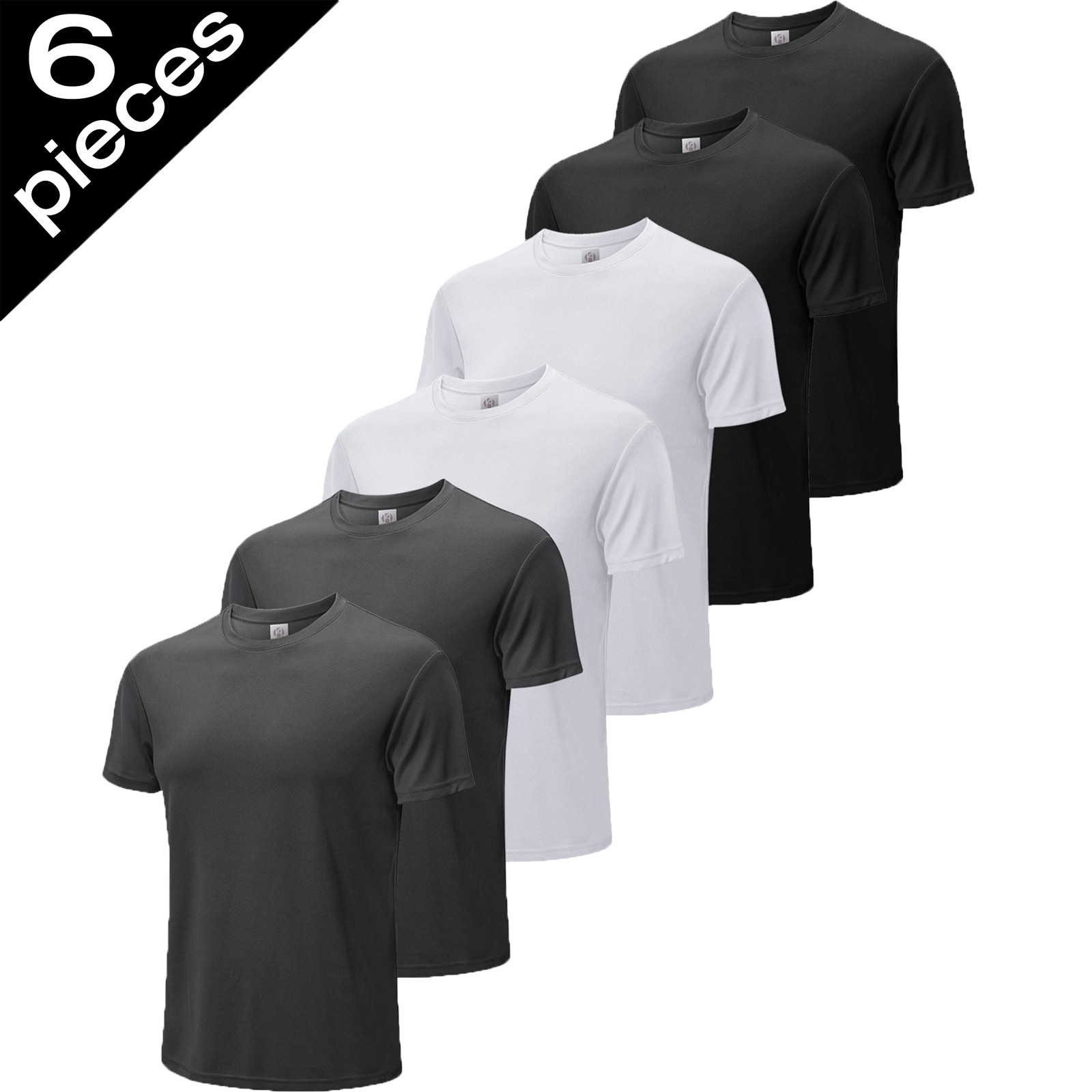6pcs Men’s T-shirts Gym Fitness Workout Top Quick Dry Tee Casual Daily Wear Soft