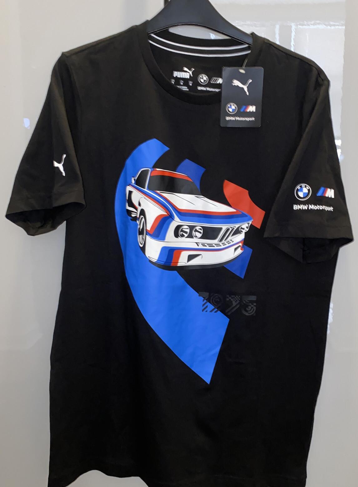 PUMA BMW MOTORSPORTS MMS VINTAGE CAR TEE 1975 BMW M-SPORT BLACK SHIRT 533379-01