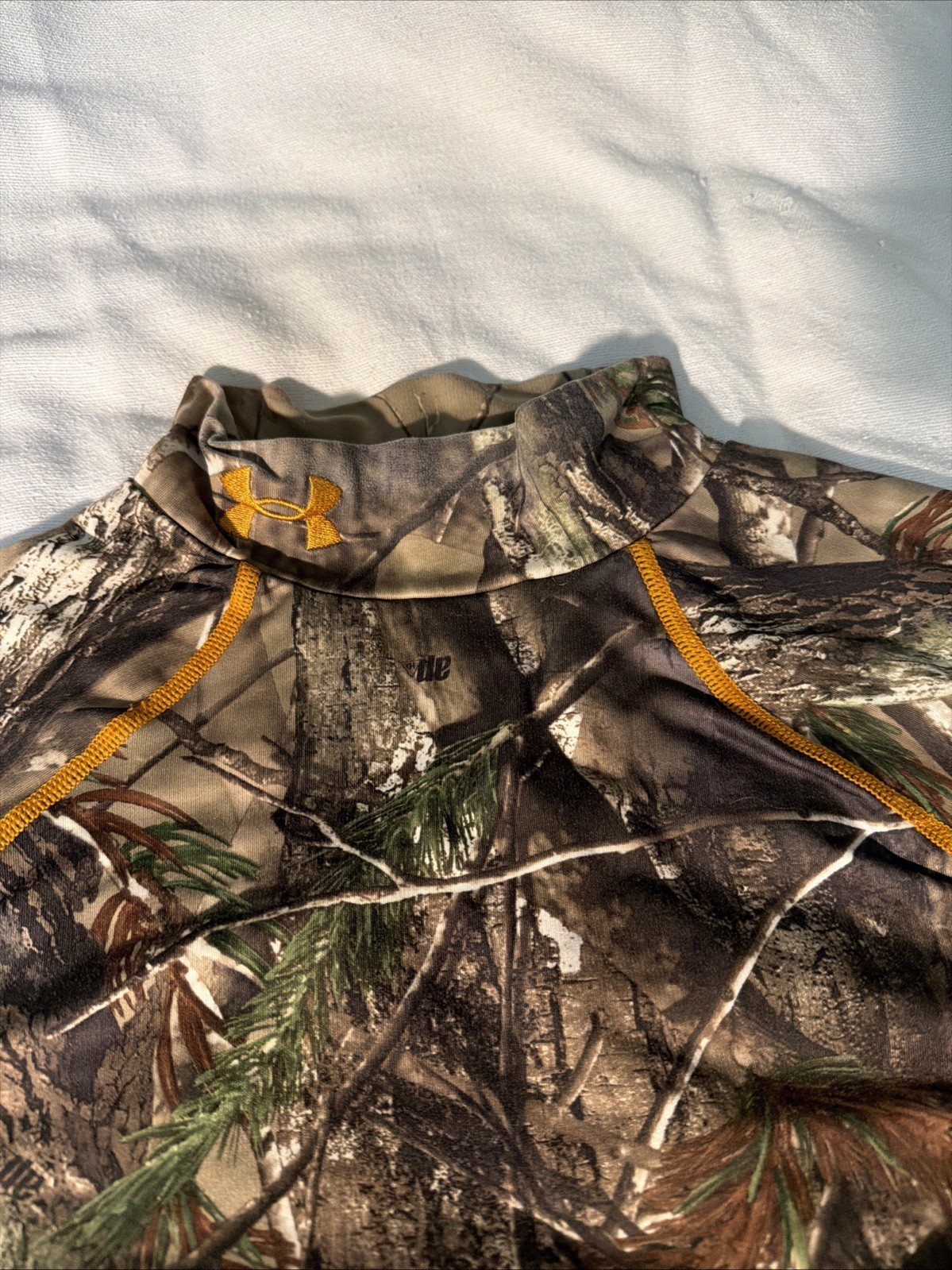Under Armour Shirt Mens LARGE Green Realtree Camo Compression Mock Cold Gear