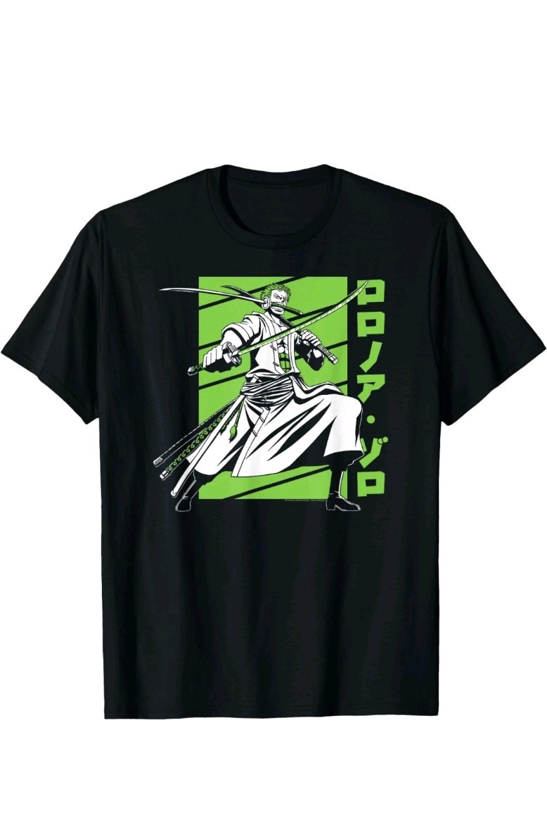One Piece Anime White and Green Roronoa Zoro T-Shirt