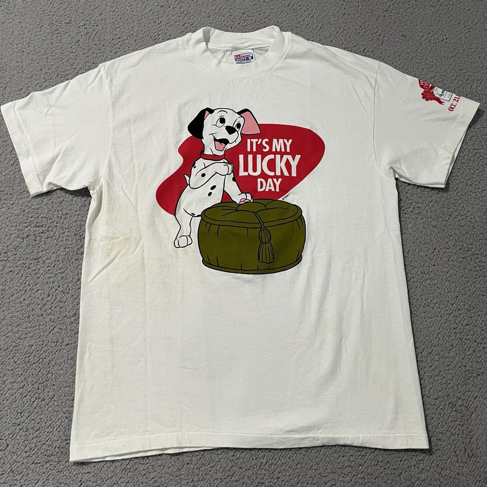 Vintage 1995 101 Dalmatians Lucky Day Heart Graphic Print T Shirt Size XL 90’s