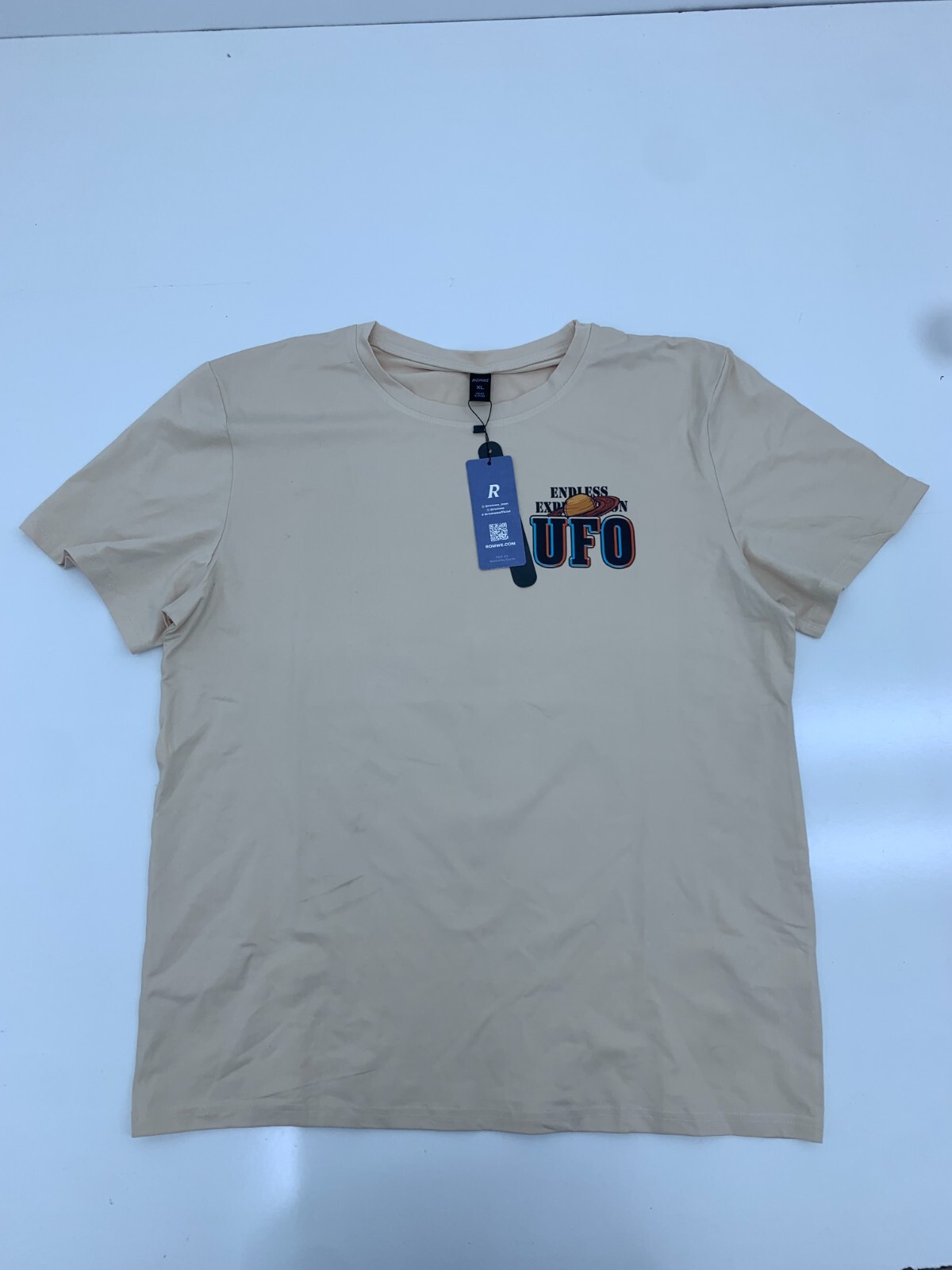 Romwe Mens Tan Short Sleeve Graphic Print Shirt Size XL