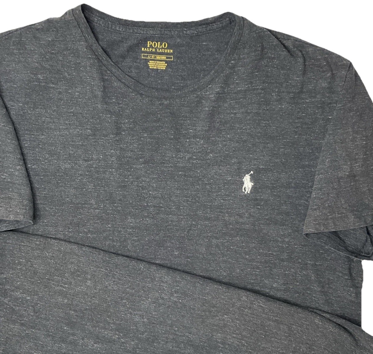 Polo Ralph Lauren Shirt Men Sz L Crewneck Short Sleeve Tee Charcoal Gray Pony
