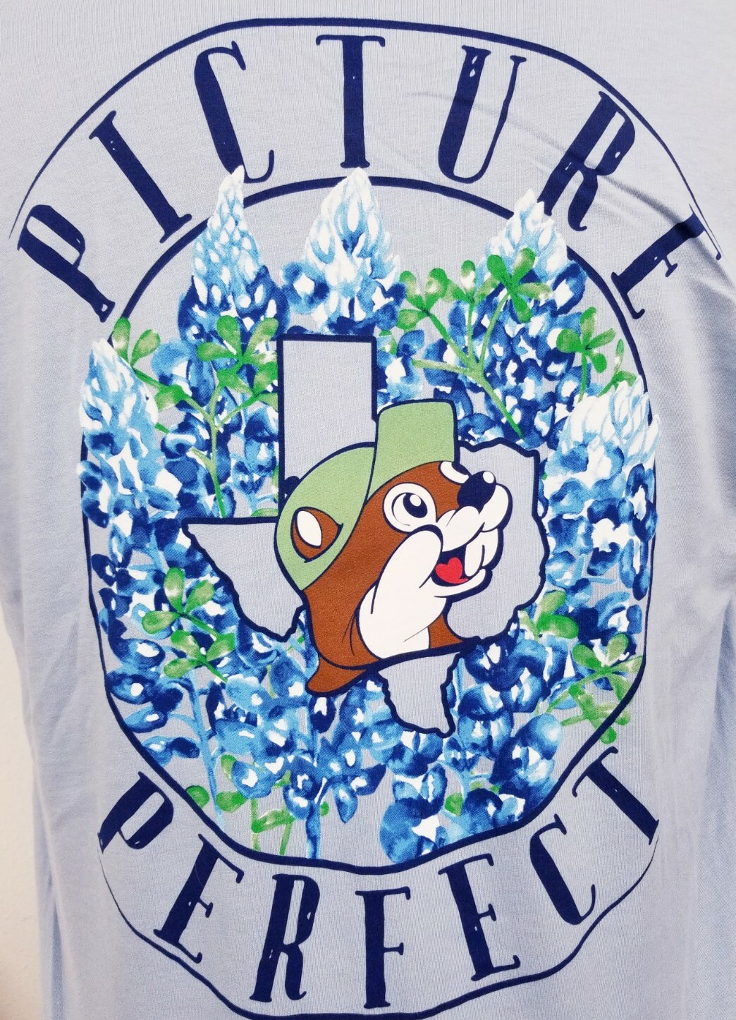 Buc-ee’s Texas Bluebonnets “Picture Perfect” Beaver Blue T-Shirt New Choose Size