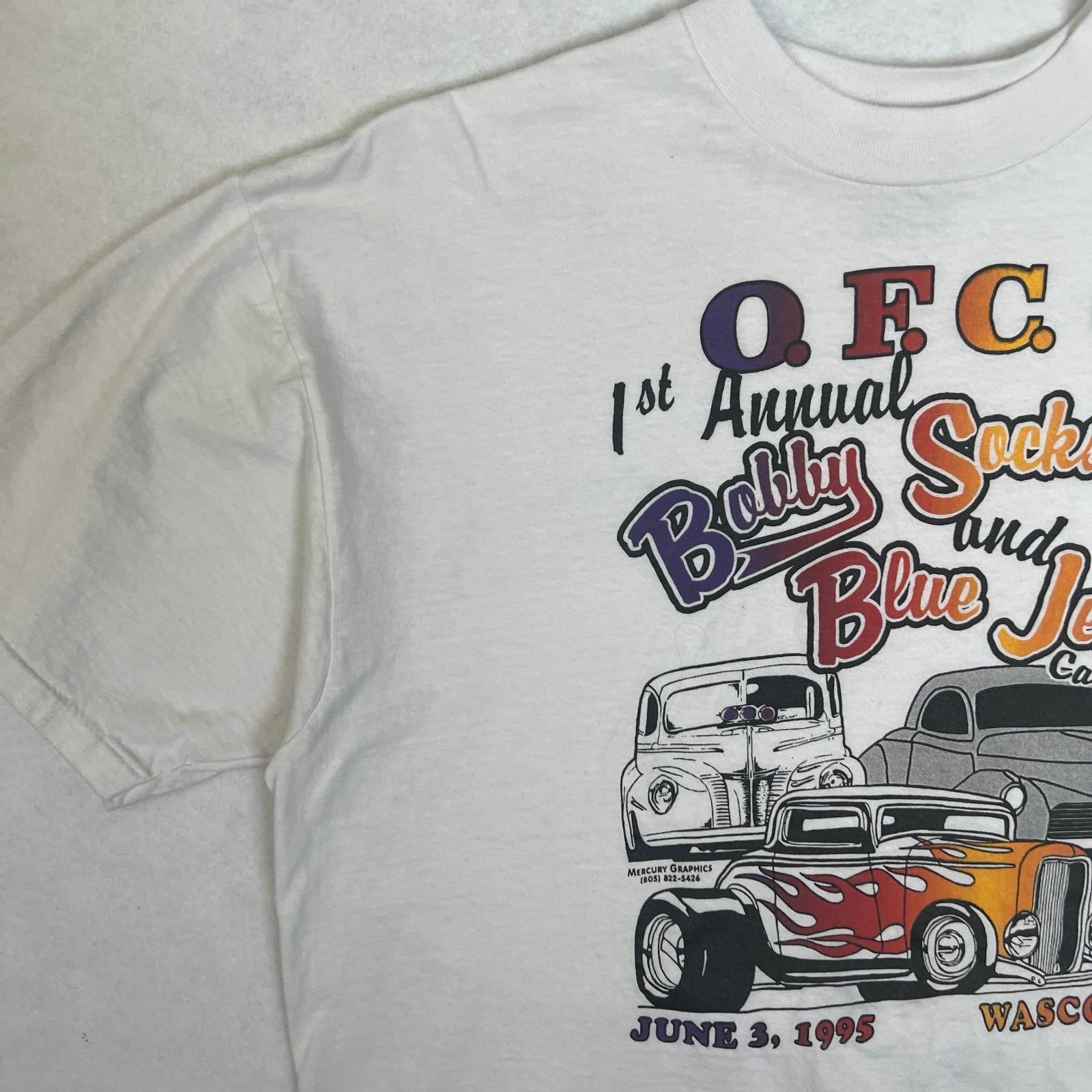 Vintage 1995 Bobby Socks and Blue Jeans Car Show T-Shirt Size XL Single Stitch