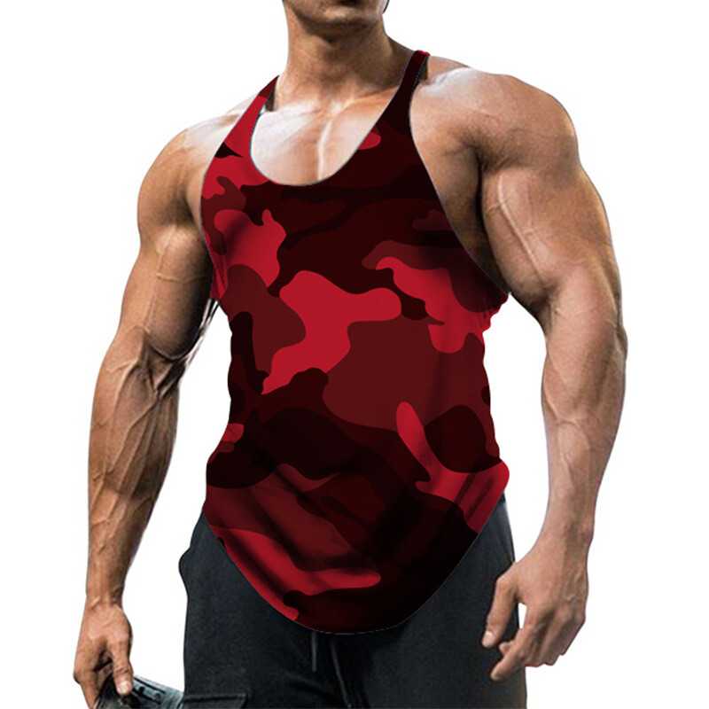 Men Gym Vest Bodybuilding Muscle Stringer Camouflage Tank Fitness Top
