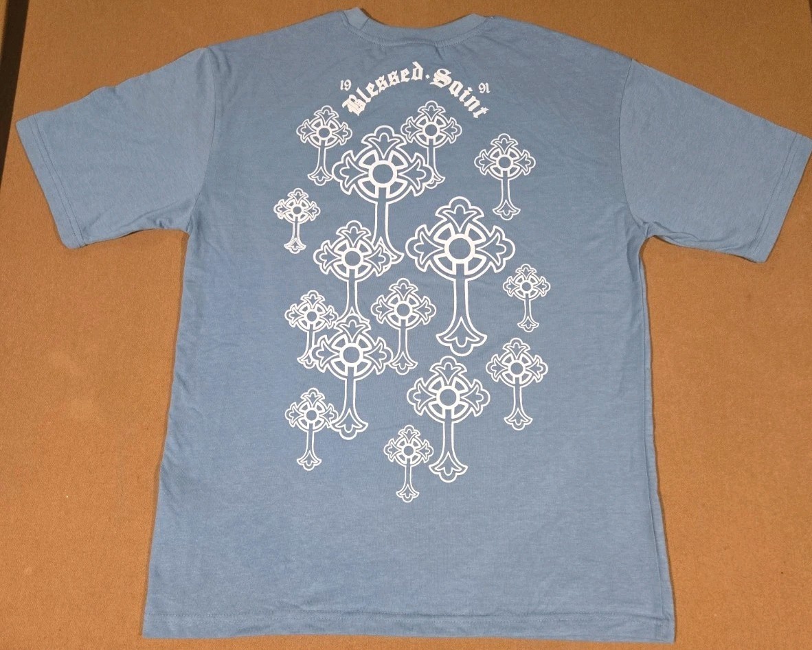 Vintage Rare Y2K South Pole CHROME HEARTS Style T-Shirt Cross Blessed Saint Sz M