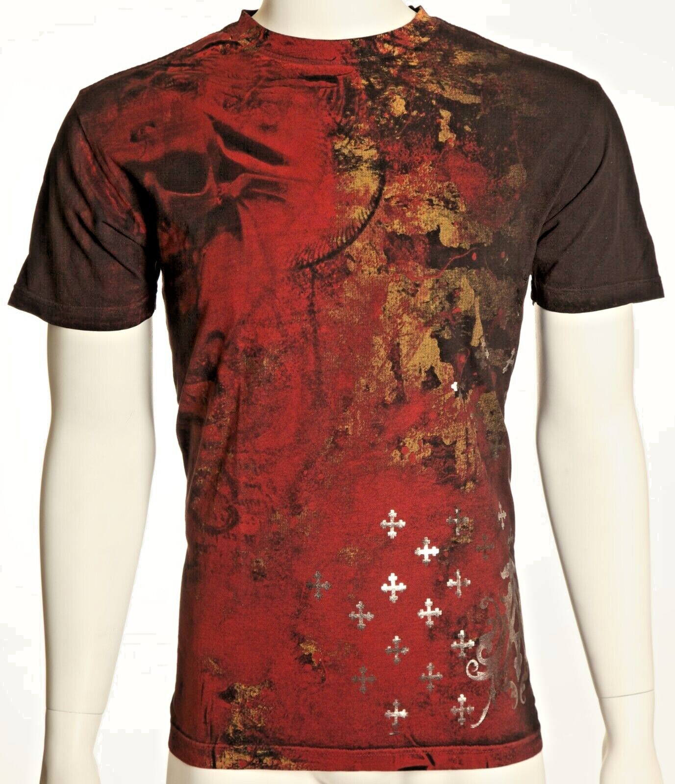 ARCHAIC by AFFLICTION Black BRASS Short Sleeve Slim Fit Y2K MMA Elite T-shirt