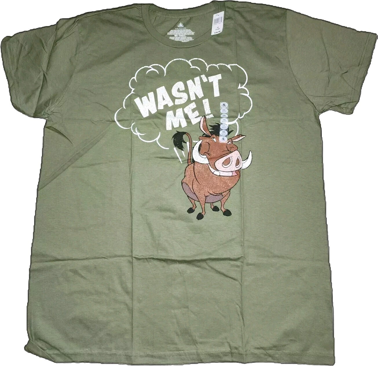 Disney Green Pumpa Wasn’t Me Solid Graphic Short Sleeve T-Shirt Adult Size 2XL