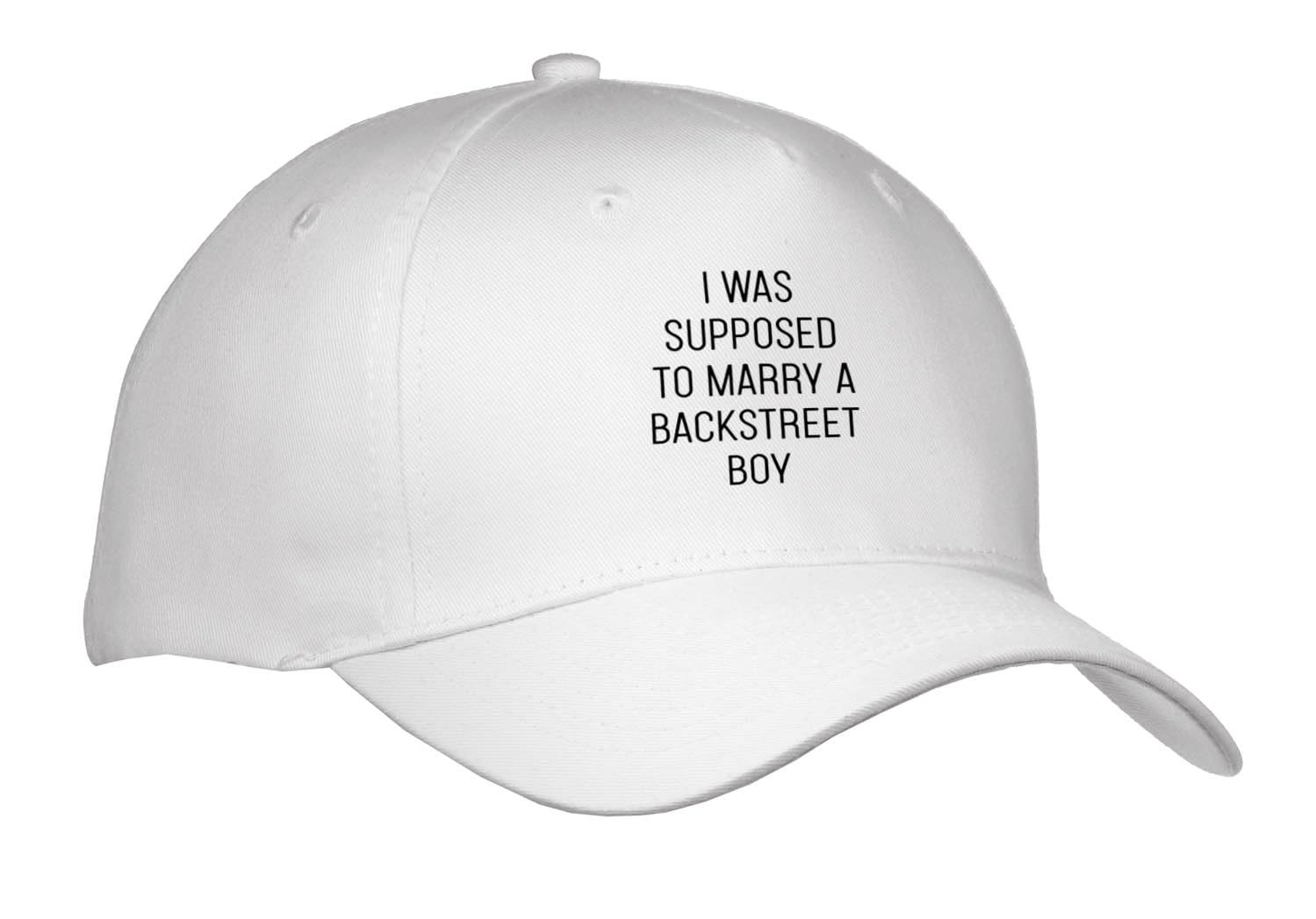 3dRose “I Was Supposed to Marry a Backstreet Boy” Adult Baseball Cap White