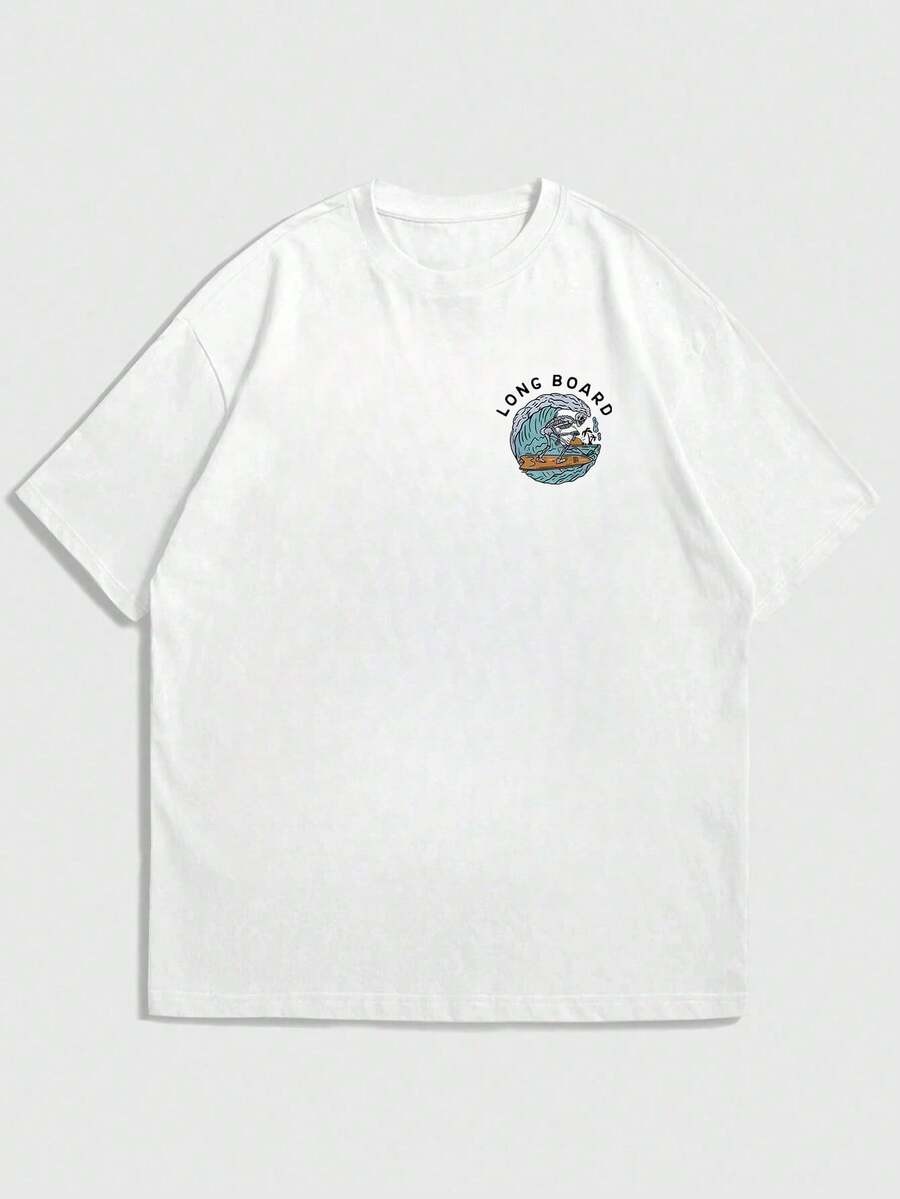 Men’s Casual Beach Surfing Element Printed Short Sleeve T-Shirt