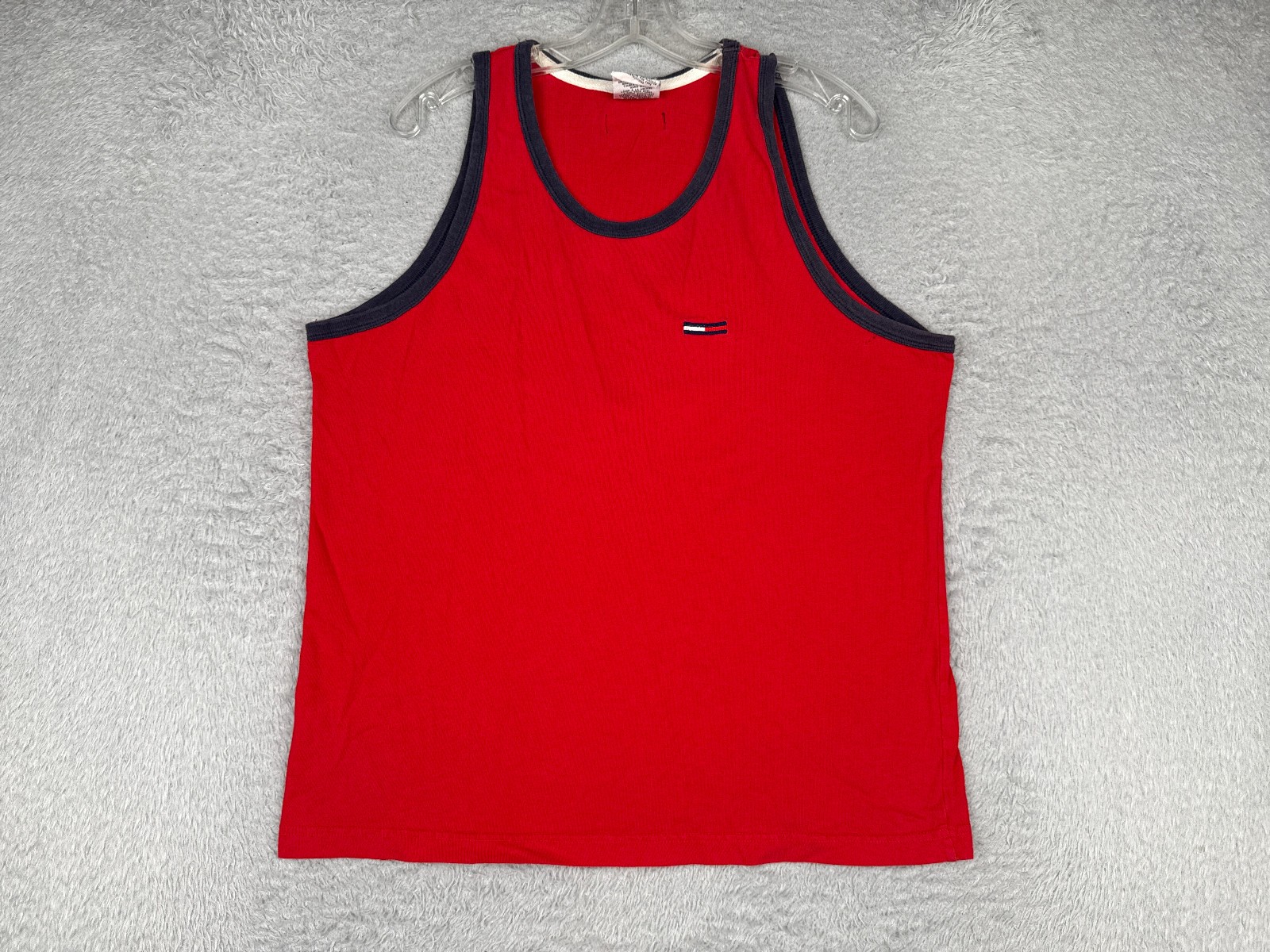 Tommy Hilfiger Jeans Shirt Adult Large Red Tank Sleeveless Scoop Nec Cotton READ