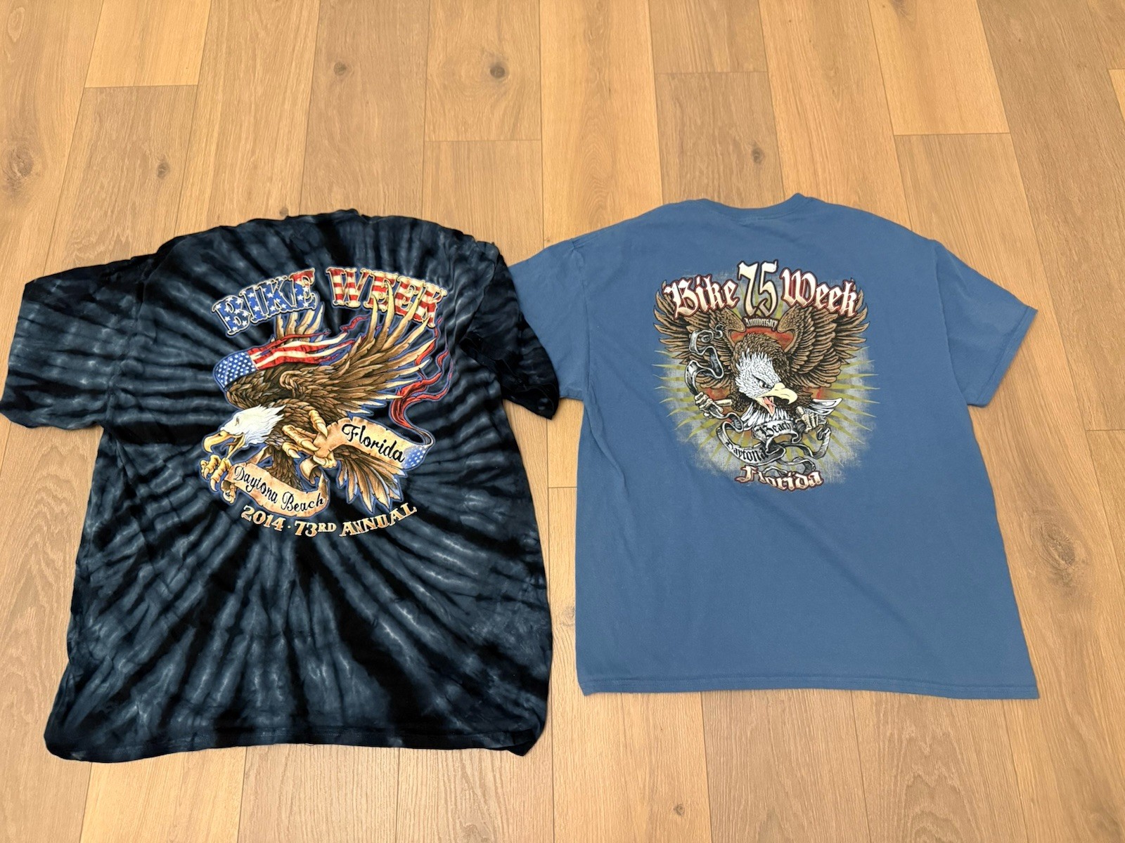 Daytona Beach Bike Week Rally 2014 Tie Dye T Shirt Lot Of 2 XXL Biker Motorcycle