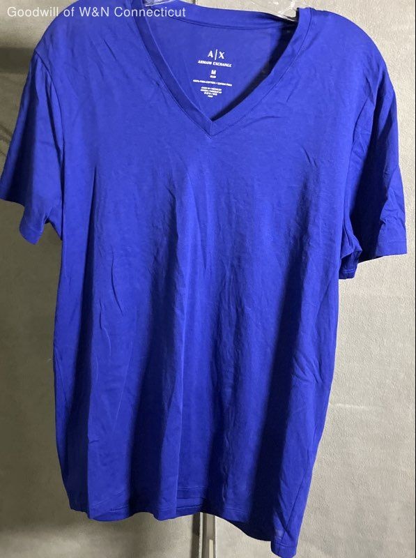 Armani Exchange Men’s Blue V-Neck T-Shirt Slim Fit 100% Pima Cotton NWT Sz M