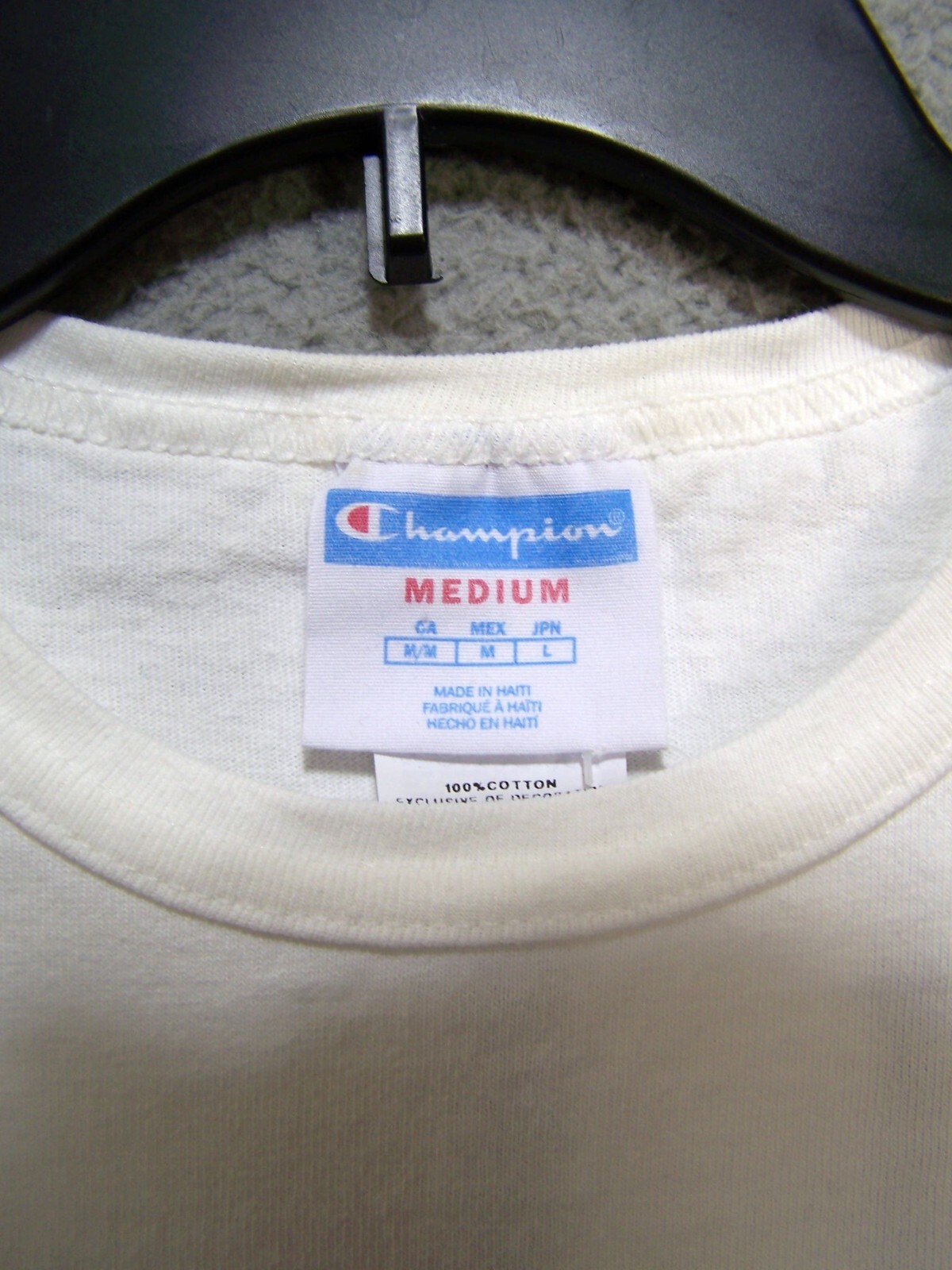 Champion Shirt Adult Medium White Spell Out Logo Heavy Cotton Athleticwear Mens