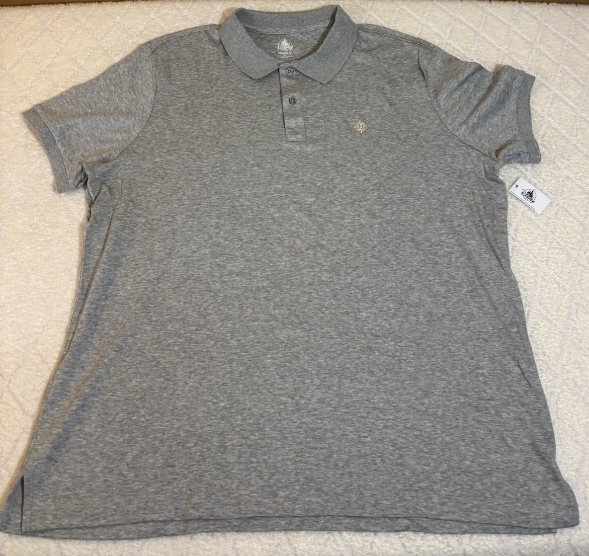 New Disney Parks Club 33 Embroidered Logo Gray Modern Fit Polo Shirt Men Size XL