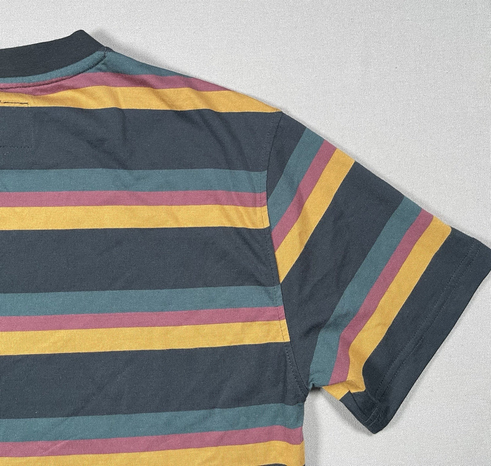 Welcome Skateboards Medius Multi Colored Black Stripe Tee Shirt- Men Size Medium