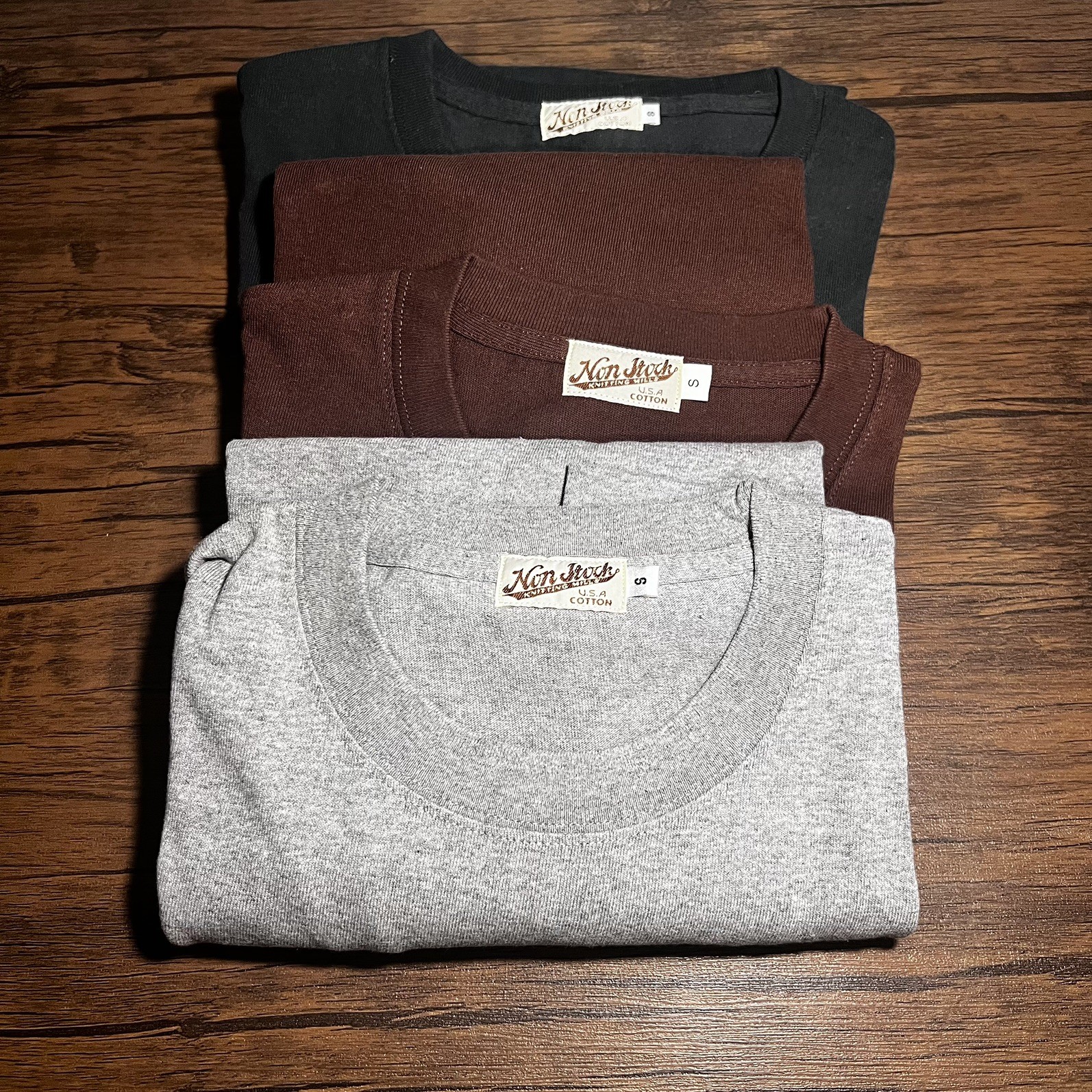 Bronson Non Stock Tubular T-Shirt -S💯% cotton LOT OF 3 Vtg Black, Grey & Brown