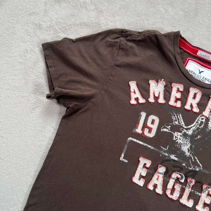 American Eagle T-Shirt Men’s Size Large Brown Classic Fit 1977 Graphic Print Y2K