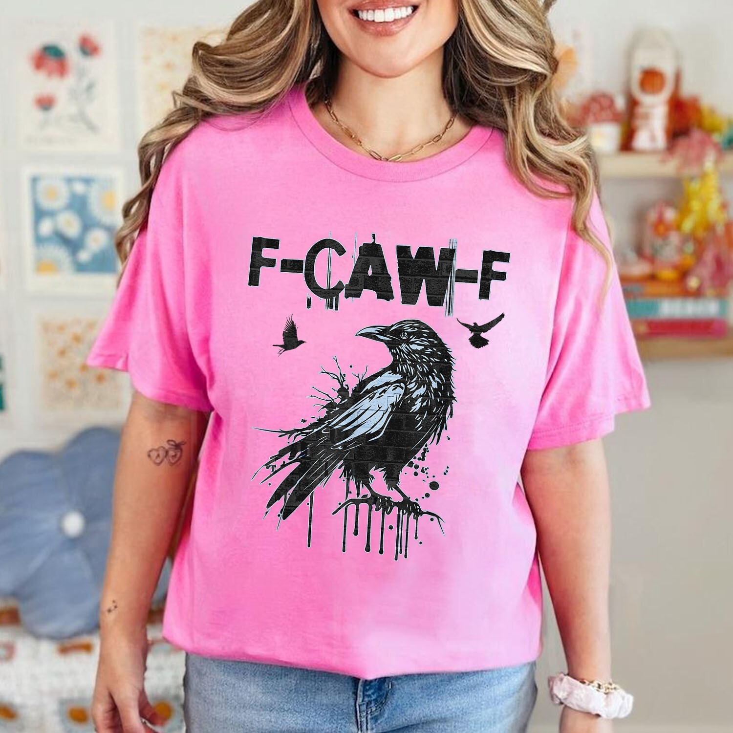 Black Crow, F-Caw-F Funny Black Bird T-Shirt For Men Women