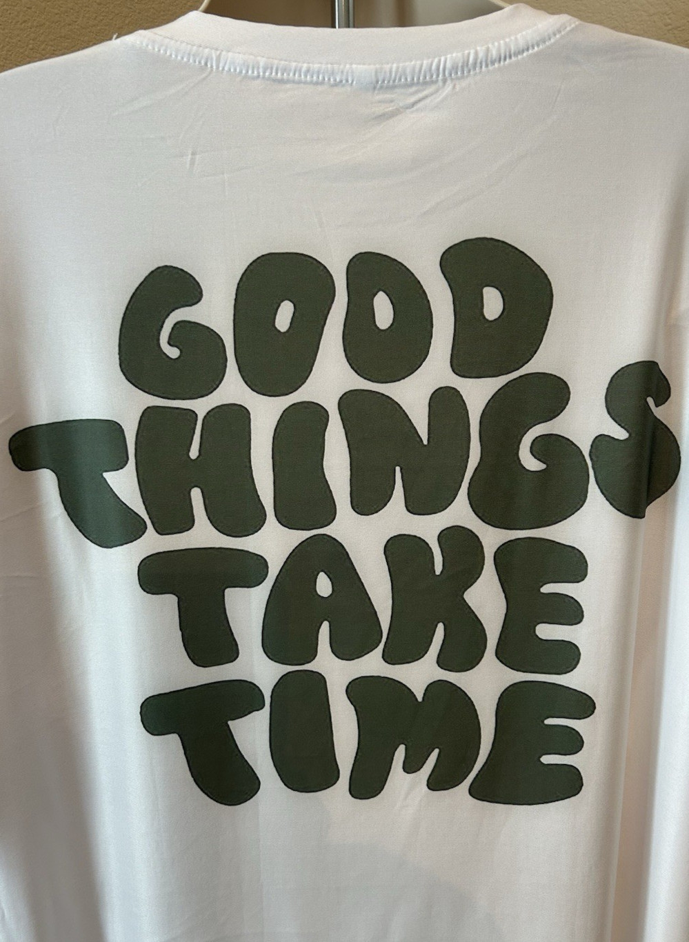 Brooklyn Vertical Men’s XL White Gym T-Shirt Good Things Take Time