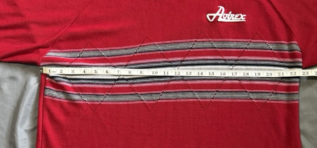 Avirex LTD Red Argyle Stripe Acrylic Knit Shirt Large Y2K Hip Hop Streetwear