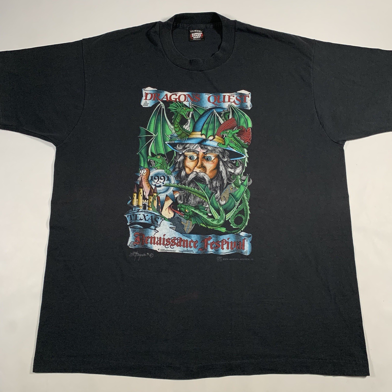 VTG Dragon’s Quest 1991 Texas Renaissance Festival Mens 2XL Dungeons Dragons