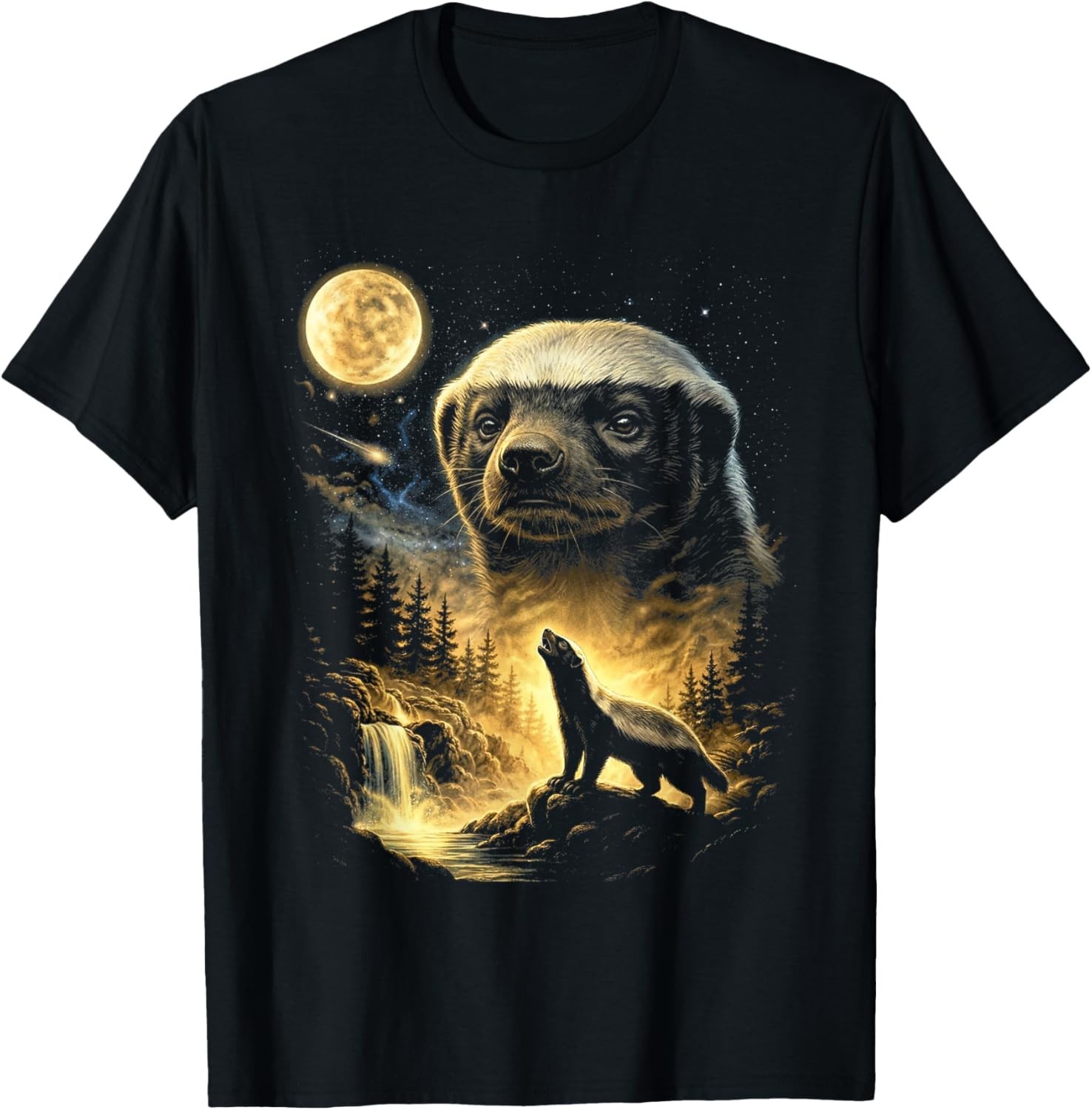 Honey Badger Howling to The Moon Meme Funny 90s Honey Badger unisex T-Shirt