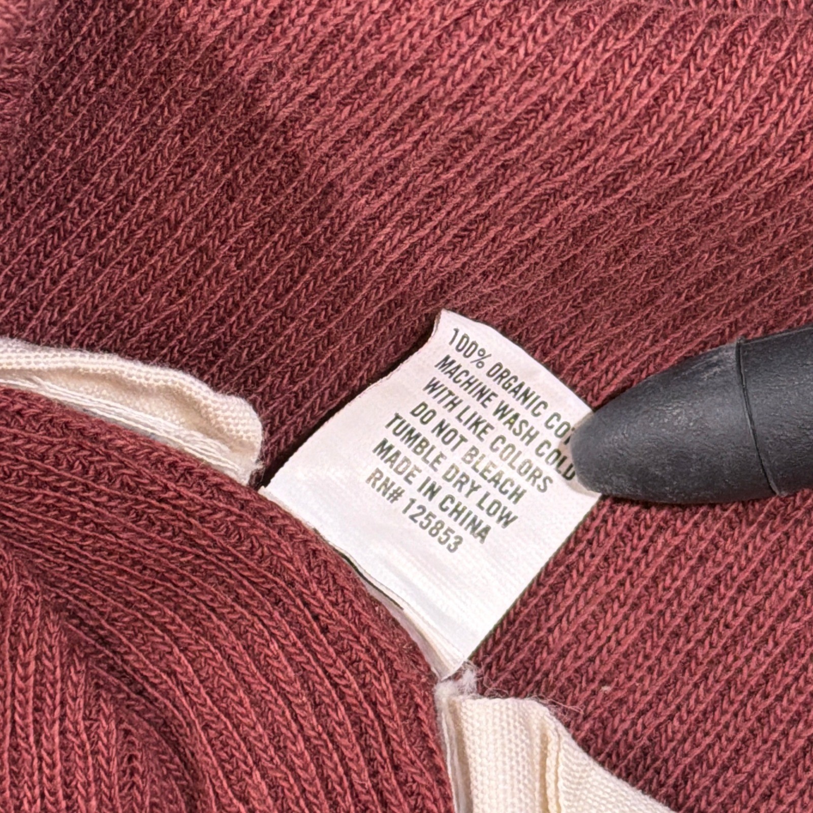 Taylor Stitch Henley Men 42 L Burgundy Heavy Bag Long Sleeve Waffle Knit Cotton