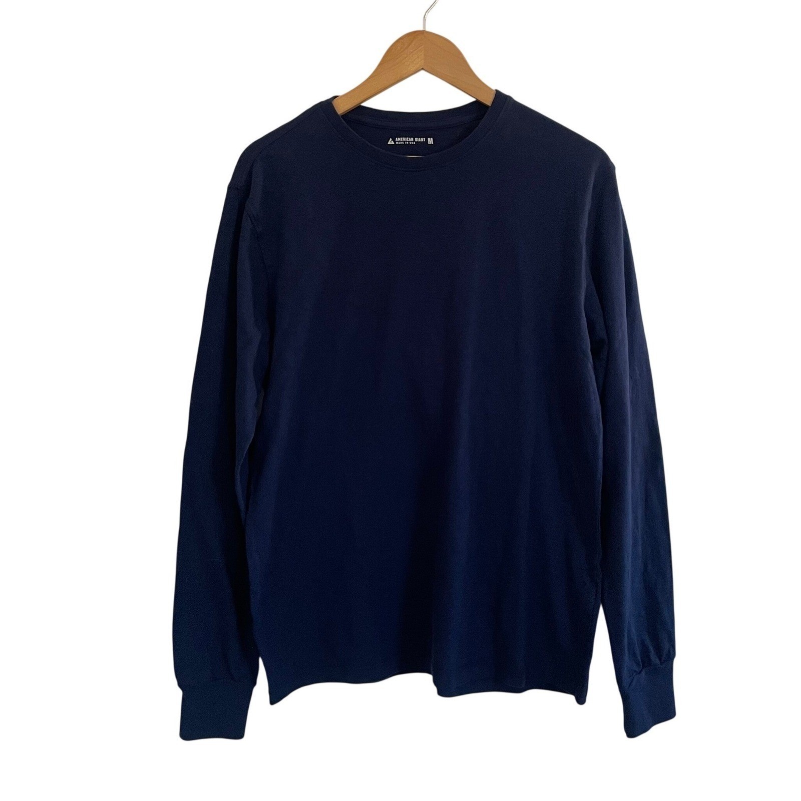 New American Giant Men’s Blue Premium Slub Crew Tee Long Sleeve Sz 2XL USA