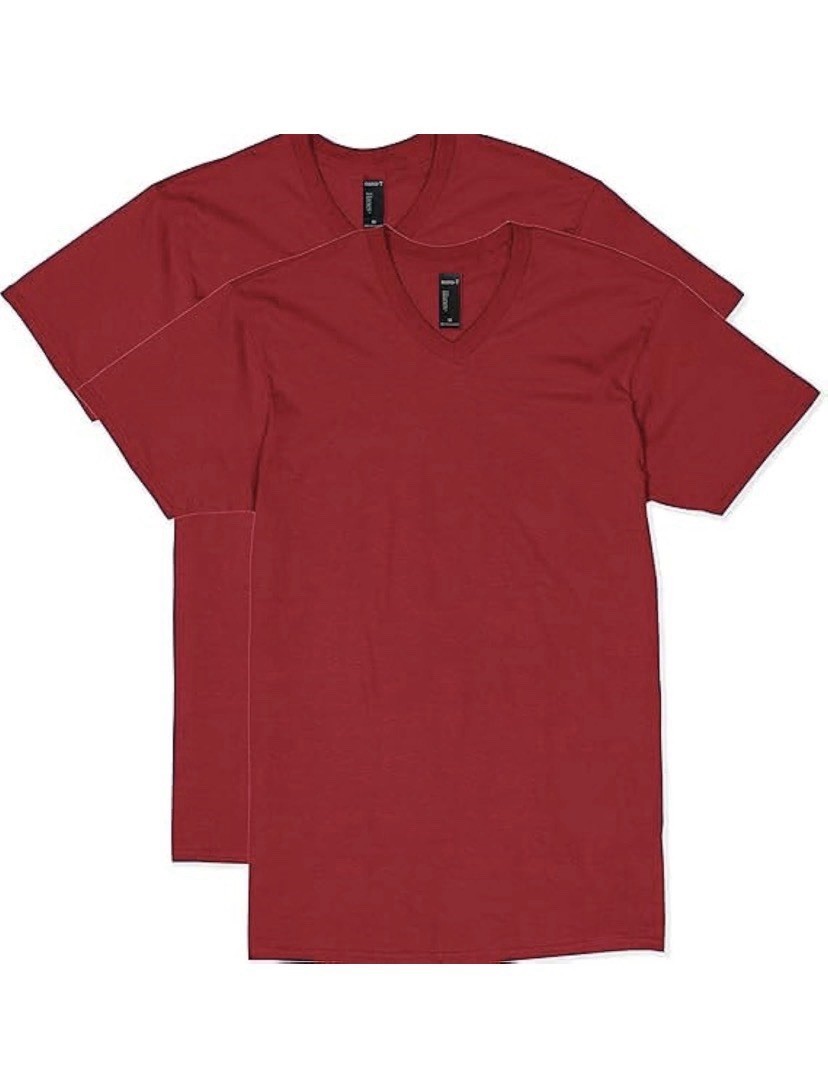Hanes Men’s Unisex Nano Premium Cotton V-Neck T-Shirt (Pack of 2) Size S -No Tag