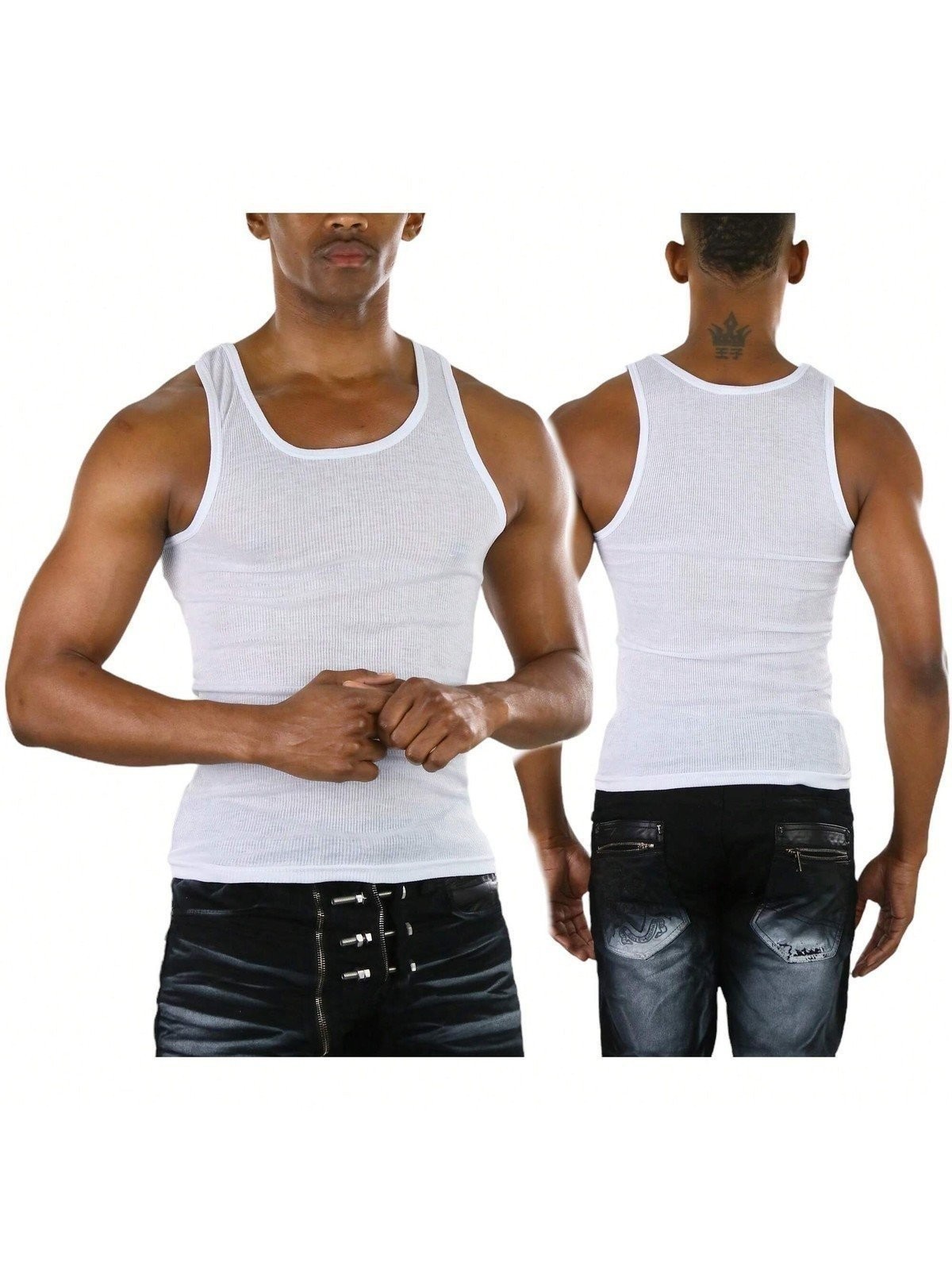 ToBeInStyle Men’s Slim Fit Shallow Scoop Neck Sleeveless A-Shirts