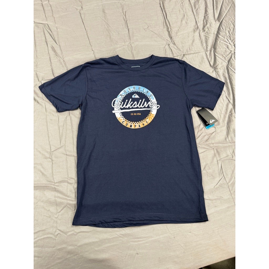 Quiksilver Mens Boarding Company Graphic T-Shirt Navy Blue Cotton Size Large NWT
