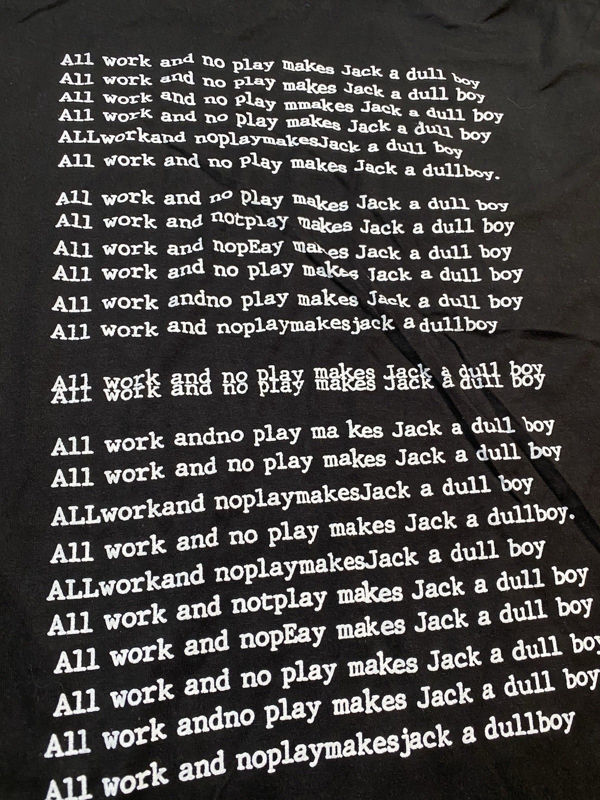 The Shining Official All Work And No Play Makes Jack A Dull Boy 2XL T-shirt NEW